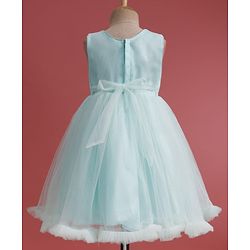 Babyhug Mesh Woven Sleeveless Party Dress With Sequin Detailing & Floral Corsage - Mint
