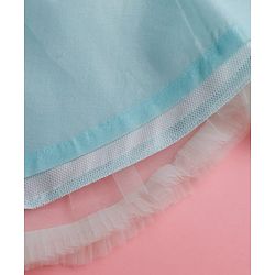 Babyhug Mesh Woven Sleeveless Party Dress With Sequin Detailing & Floral Corsage - Mint