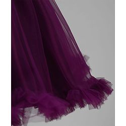 Babyhug Mesh Woven Sleeveless Party Dress With Sequin Detailing & Floral Corsage - Wine