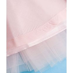 Babyhug Mesh Woven Sleeveless Party Wear Frock With Sequin Detailing & Bow Applique - Peach