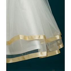 Babyhug Mesh Woven Sleeveless Shimmer Party Dress With Floral Corsage - Off White & Gold