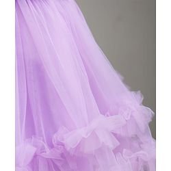 Babyhug Tussor Woven Frill Sleeves Party Frock With Corsage -Lavender