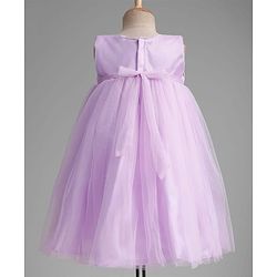 Babyhug Mesh Woven Sleeveless Party Dress With Floral Corsage & Sequin Detailing - Lavender