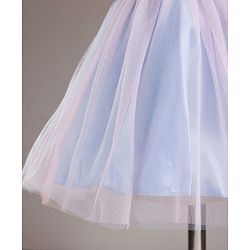 Babyhug Mesh Woven Sleeveless Party Wear Frock With Sequin Detailing & Floral Corsage - Light Blue