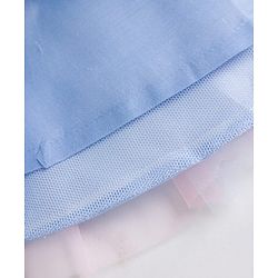 Babyhug Mesh Woven Sleeveless Party Wear Frock With Sequin Detailing & Floral Corsage - Light Blue