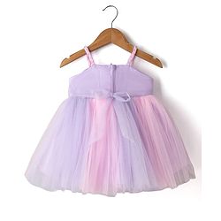 Babyhug Mesh Woven Sleeveless Party Dress With Floral Corsage - Lavender