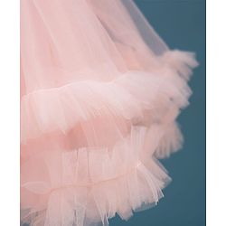 Babyhug Mesh Woven Fit & Flare Party Dress With Sequin Detailing & Corsage - Peach