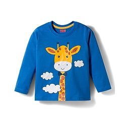 Babyhug Cotton Knit Full Sleeves Striped T-Shirts with Animal Print Pack of 3 - Blue White & Red