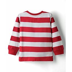 Babyhug Cotton Knit Full Sleeves Striped T-Shirt with Ten Patch Detailing - Multicolor