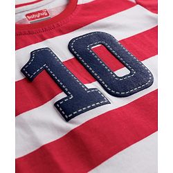 Babyhug Cotton Knit Full Sleeves Striped T-Shirt with Ten Patch Detailing - Multicolor