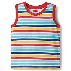 Babyhug Cotton Knit Sleeveless Tank T-Shirts with Tropical Theme Print & Stripes Pack of 3 - Multicolor