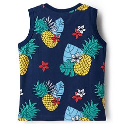 Babyhug Cotton Knit Sleeveless Tank T-Shirts with Tropical Theme Print & Stripes Pack of 3 - Multicolor