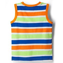 Babyhug Cotton Knit Sleeveless Tank T-Shirts with Vehicle Print & Stripes Pack of 3 - Multicolor