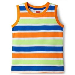 Babyhug Cotton Knit Sleeveless Tank T-Shirts with Vehicle Print & Stripes Pack of 3 - Multicolor
