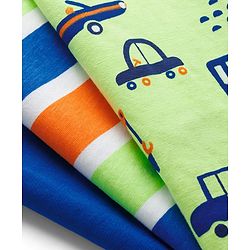 Babyhug Cotton Knit Sleeveless Tank T-Shirts with Vehicle Print & Stripes Pack of 3 - Multicolor
