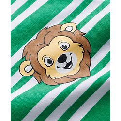 Babyhug Cotton Knit Half Sleeves Striped T-Shirt with Have Lion Print - Multicolor