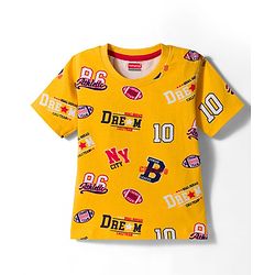 Babyhug Cotton Knit Half Sleeves T-Shirt With Text Print - Multicolor
