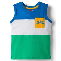 Babyhug Cotton Knit Sleeveless Cut & Sew Tank T-Shirt with Dino Print - Multicolor