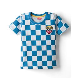 Babyhug Cotton Knit Half Sleeves T-Shirt with Racer Club Print - Multicolor