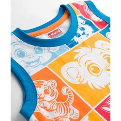 Babyhug Cotton Knit Sleeveless Tank T-Shirt with Animal Print - Multicolor