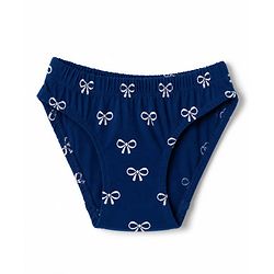 Babyhug 100% Cotton Knit Panties With Bow Print Pack of 3 - Red, Navy Blue & White
