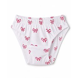 Babyhug 100% Cotton Knit Panties With Bow Print Pack of 3 - Red, Navy Blue & White