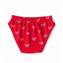 Babyhug 100% Cotton Knit Panties With Bow Print Pack of 3 - Red, Navy Blue & White