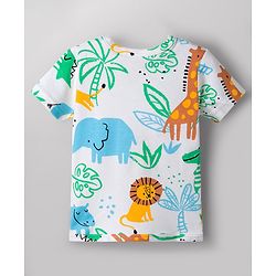 Babyhug Cotton Knit Half Sleeves Co-Ords T-Shirt & Shorts Night Suit Animal Print Pack of 2 - Multicolour