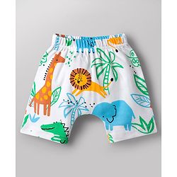 Babyhug Cotton Knit Half Sleeves Co-Ords T-Shirt & Shorts Night Suit Animal Print Pack of 2 - Multicolour