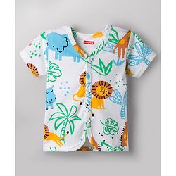 Babyhug Cotton Knit Half Sleeves Co-Ords T-Shirt & Shorts Night Suit Animal Print Pack of 2 - Multicolour