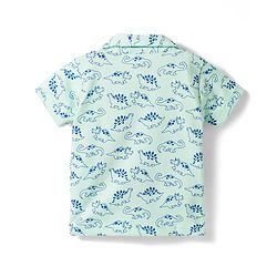 Babyhug Cotton Knit Half Sleeves Shirt & Shorts Co-ord Night Suit with Dino Print - Light Blue