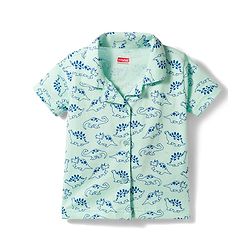 Babyhug Cotton Knit Half Sleeves Shirt & Shorts Co-ord Night Suit with Dino Print - Light Blue