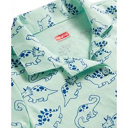 Babyhug Cotton Knit Half Sleeves Shirt & Shorts Co-ord Night Suit with Dino Print - Light Blue
