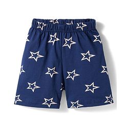 Babyhug Cotton Knit Half Sleeves Co-Ord Shirt & Short Night Suit with Star Print - Navy Blue