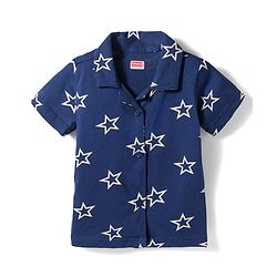 Babyhug Cotton Knit Half Sleeves Co-Ord Shirt & Short Night Suit with Star Print - Navy Blue