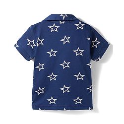 Babyhug Cotton Knit Half Sleeves Co-Ord Shirt & Short Night Suit with Star Print - Navy Blue