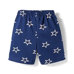 Babyhug Cotton Knit Half Sleeves Co-Ord Shirt & Short Night Suit with Star Print - Navy Blue