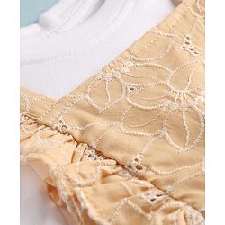 Babyhug Cotton Woven Frocks with Inner Tee Embroidered Beige 9-12 Months