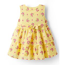 Babyhug 100% Cotton Woven Frill Sleeves Frock with Floral Print - Cream