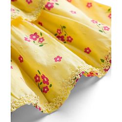 Babyhug Cotton Woven Frill Sleeves Frock with Floral Print - Cream