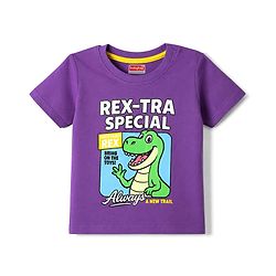 Babyhug 100% Cotton Knit Half Sleeves T-Shirt With Dino Print - Purple