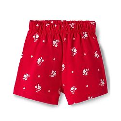 Babyhug Cotton Knit Half Sleeves Co-ords Top & Shorts Night Suit with Floral Print & Bow Applique - Red