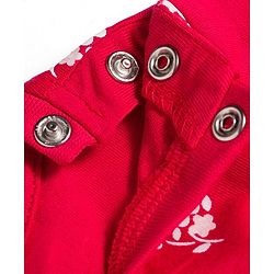 Babyhug Cotton Knit Half Sleeves Co-ords Top & Shorts Night Suit with Floral Print & Bow Applique - Red