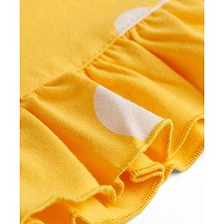 Babyhug Cotton Knit Half Sleeves Nighty With Polka Dot Print - Yellow