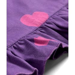 Babyhug Cotton Knit Half Sleeves Hearts Printed Nighty - Purple