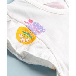 Babyhug Cotton Knit Half Sleeves Nighty With Floral & Gift Print - White