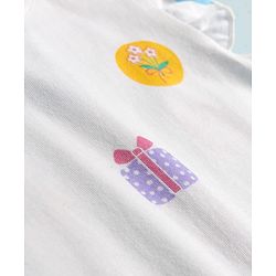 Babyhug Cotton Knit Half Sleeves Nighty With Floral & Gift Print - White