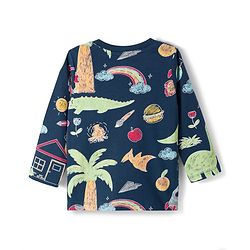 Babyhug Cotton Knit Full Sleeves Co-ords T-Shirt & Pajama Night Suit with Jungle Theme Print - Navy Blue