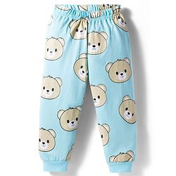 Babyhug Cotton Knit Full Sleeves Co-ords T-Shirt & Pajama Night Suit with Bear Print - Light Blue