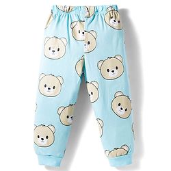 Babyhug Cotton Knit Full Sleeves Co-ords T-Shirt & Pajama Night Suit with Bear Print - Light Blue
